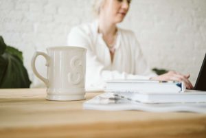 Tacoma wedding planner working at computer