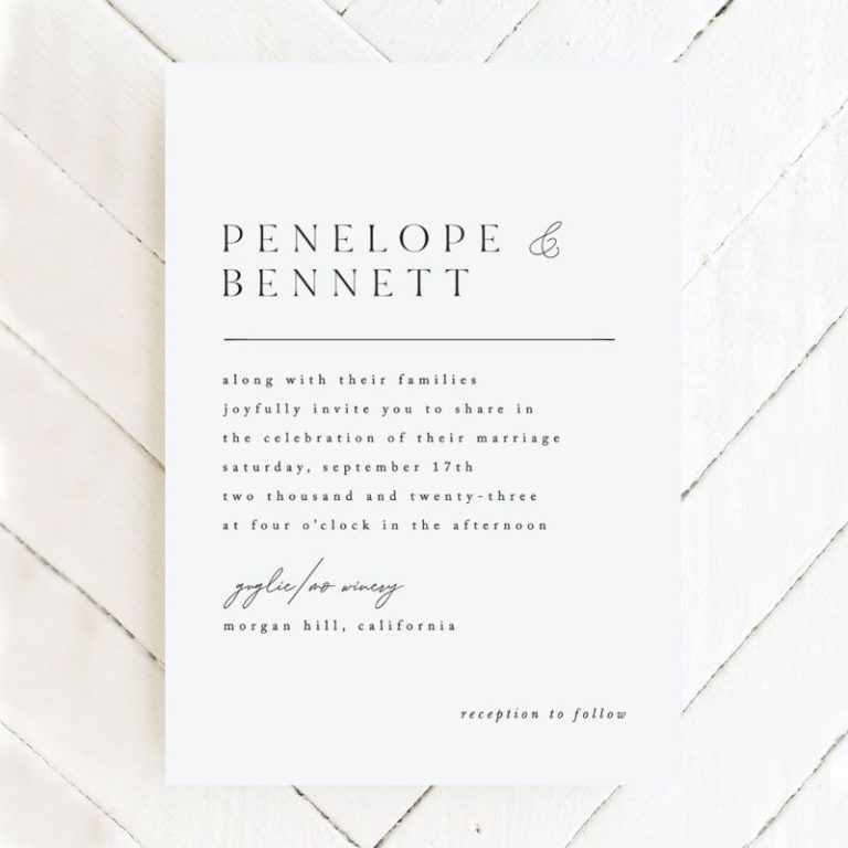 simple black and white minimal design wedding invitation